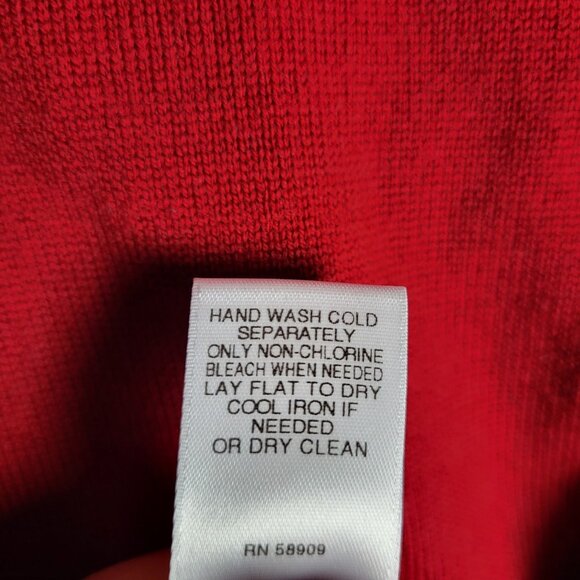 Turnbury Merino Wool Sweater Men's Large Red V Neck Warm Cabincore Preppy - Picture 8 of 8